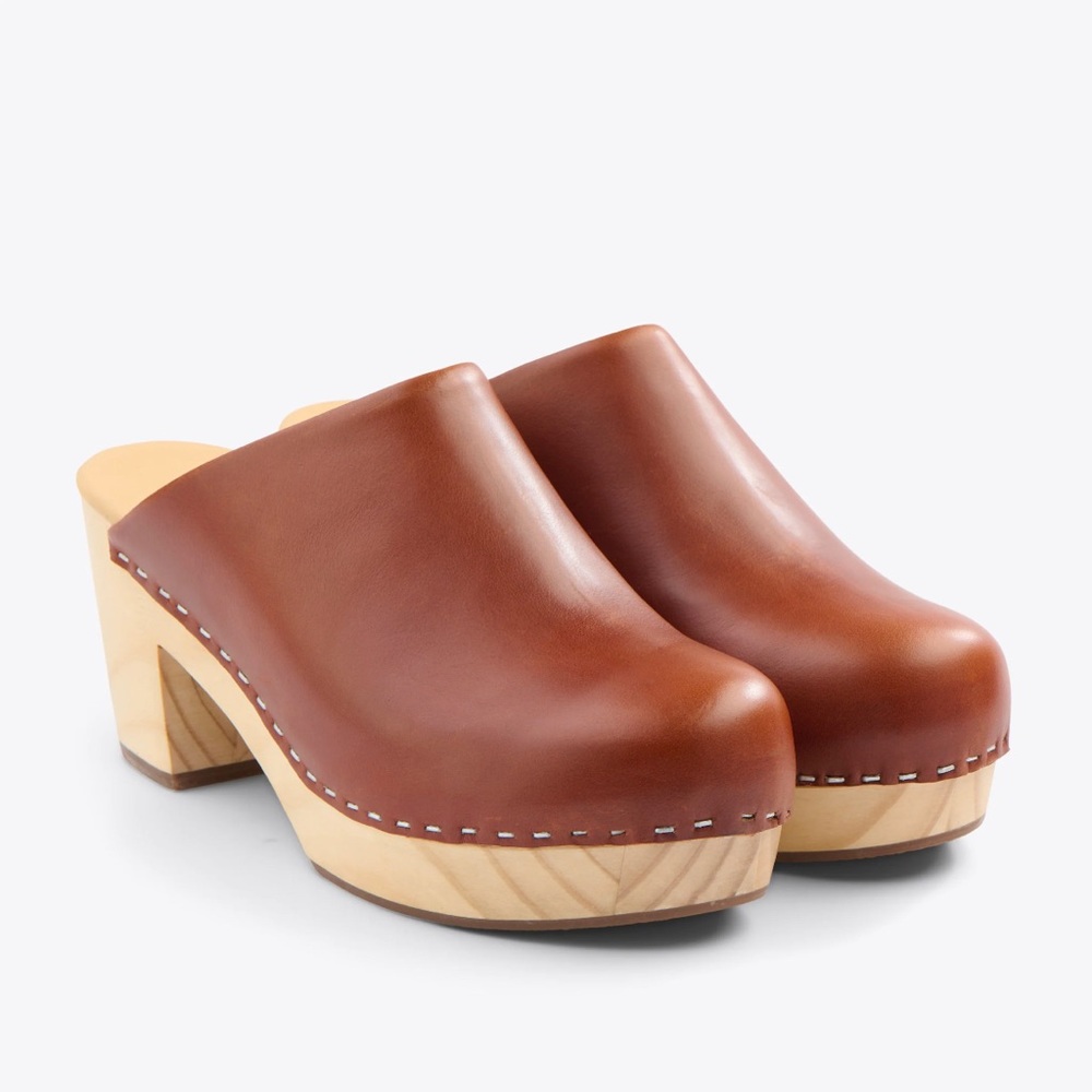NIB Nisolo All-Day Heeled Clog - Brandy 6.5